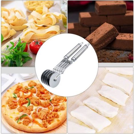 Pizza en Acier Inoxydable, Coupe-pizza à Rouleau Multi-ronde Couteau Rétractable Pour Couper des Nouilles-5 Rond (1/4)