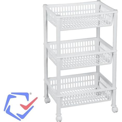 Plast-team Carrello da bagno bianco 39,4x29x68,5 cm