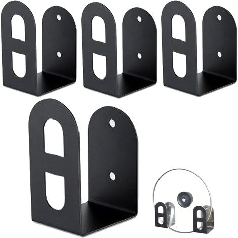 Support mural noir pour couvercles de casseroles, lot de 4 supports en acier inoxydable avec viscose, installation sans perçage, double usage pour la