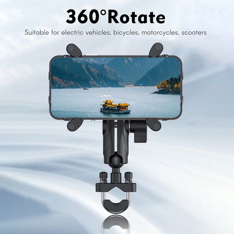 Support de téléphone pour moto et vélo, rotation à 360 °, verrouillage automatique, support à dégagement rapide, adapté pour 3.5 à 7 pouces (1/5)