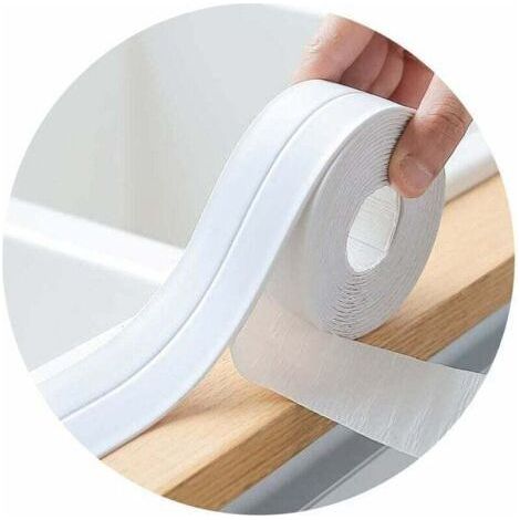 White Silicone Sealing Tape Anti-Leak and Anti-Mold (2 x 3.2m) - For Bathroom, Kitchen and Tile Joints - High Adhesion and Waterproof Adhesive (Ref: 56Vingt) (1/5)