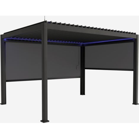 Pérgola bioclimática 3x4m eléctrica LED + toldo 3m + toldo 4m (1/5)