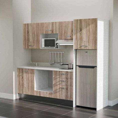 Kochnischen K37L - 240 cm - Holz - Snova - Spüle links + Haushaltsgeräte Edelstahl (1/4)