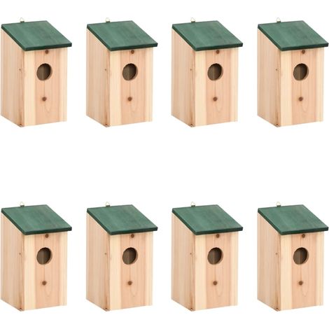 Casa para pájaros 8 unidades madera 12x12x22 cm