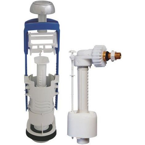 Ensemble mécanisme WC simple débit interrompable et robinet flotteur silencieux REGIPLAST