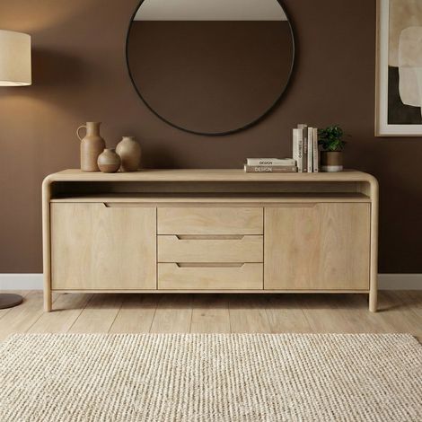 Buffet 2 portes 180x43x75cm en bois de manguier naturel - BOHO