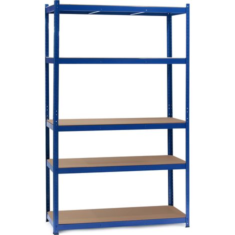 Wiltec Scaffale per carichi pesanti blu 120x60x204cm Scaffale a incastro 5 ripiani 200kg/piano