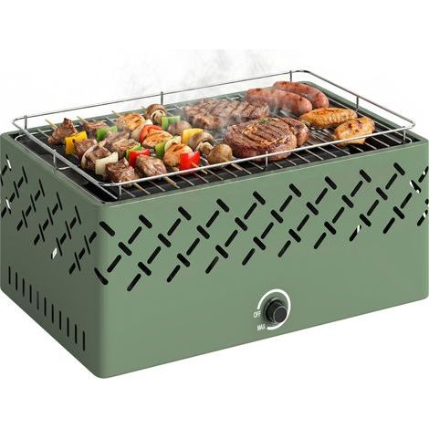 Barbecue à Charbon Portable avec Ventilateur Intégré pour Extérieur, Vert Clair, 45.5x29x21cm (1/5)