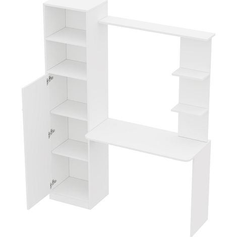 Scrivania da ufficio e studio con armadio e ripiani, 123,5 x 45 x 168,5 cm, bianco, MDF (1/5)