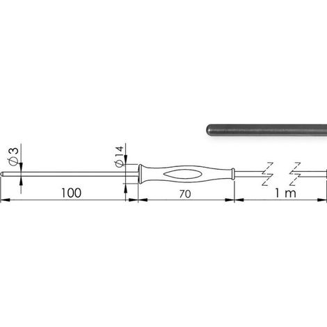 Greisinger GF 1T-T3-AA-BNC sonda de temperatura negra