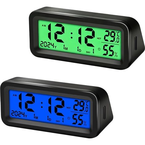 Mini Horloge de Voiture, Mini Horloge Numérique Solaire pour Voiture, 8 x 3 x 3,5cm Affichage LCD Numériques Température Date pour Tableau de Bord de Voitures, pour Véhicules, Voiture (1/5)