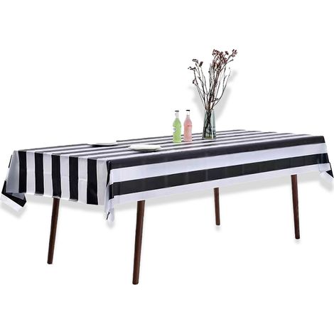 Tablecloth - Striped - Waterproof PE Plastic - For Dining Room Kitchen Party Picnic - 137 x 274 cm - 3 Pieces (1/5)