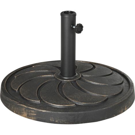 Socle de parasol 18 kg pour mât de parasol Ø38/48 mm, socle rond de parasol de jardin en résine synthétique couleur bronze (1/5)