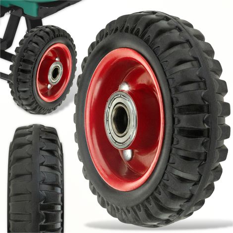 Rueda sin c谩mara de 160 mm, de metal y goma con rodamientos, totalmente acolchada con espuma para cochecito.