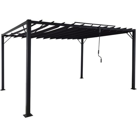 Pergola pavillon de jardin à lattes auvent de terrasse 8 cm cadre en aluminium tissu/textile 3 x 4m anthracite 040008119