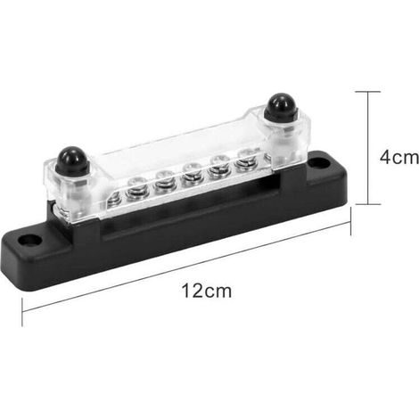 Blocco di distribuzione di alimentazione CC 12V-48V, barre collettrici di distribuzione di energia elettrica da 150A con 6 bulloni terminali M4 per auto, camion, barca, 2 pezzi (rosso/nero) (1/3)