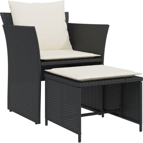 Maison Exclusive - Gartenstuhl mit Fußhocker Schwarz Poly Rattan