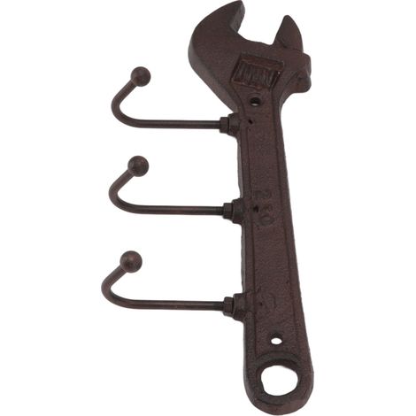 Innovativer Wandhaken aus Gusseisen im Industriestil, dekorativer Haken in Schraubenschlüsselform, 24 × 10,5 × 4,5 cm (1/5)
