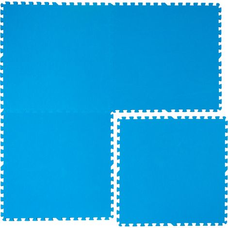 eyepower Tapis Puzzle EVA pour recouvrir protéger fond bord piscine douche 1cm d'épaisseur moelleux antidérapante imperméable 2,6qm extensible Bleu (1/5)