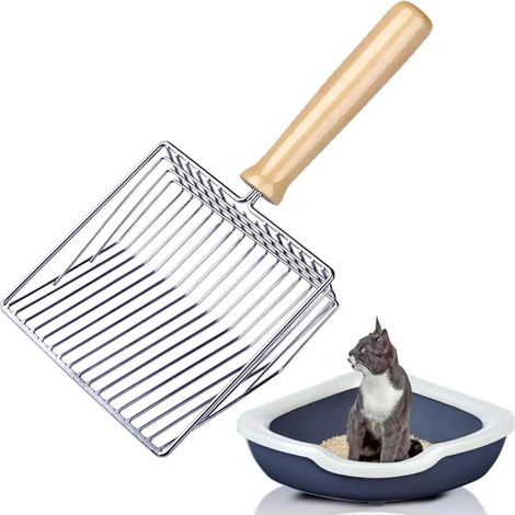 Pelle à litière pour chat en métal avec manche en bois - 28 cm (1/5)