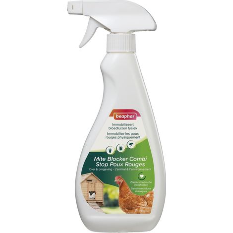 Spray Stop poux Rouges pour l'animal et l'environnement - Immobilise Les poux Rouges et Les Autres parasites mécaniquement - Ne Contient Aucun Insecticide Chimique ni Pesticide - 500ml (1/5)