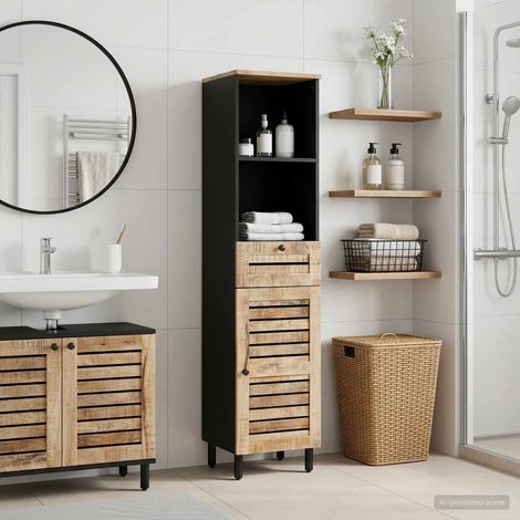 vidaXL Mobile da Bagno con cassetto Marrone e Nero 38 x 33,5 x (1/5)