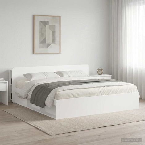 vidaXL Cabinet de Tête de Lit avec stockage Blanc Bois d'ingénierie (1/5)
