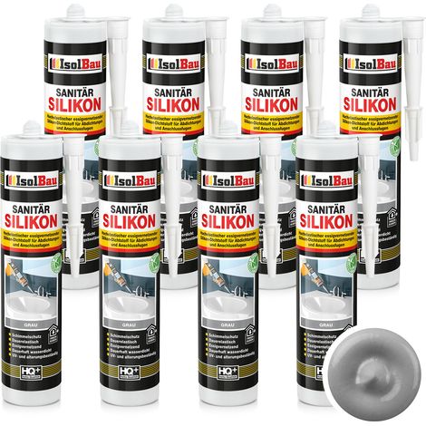 IsolBau Silicone Sanitario Grigio Sanitär Silikon 8 x 300ml (1/5)