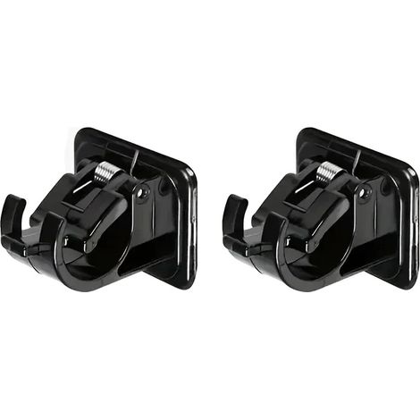 Supports de tringle à rideau sans perçage, adhésif fort, design de crochet ajustable, noir, 2PC-b (1/2)