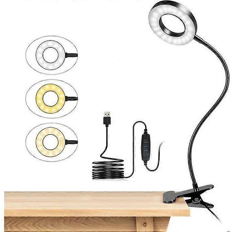 Cette lampe de bureau à pince est idéale pour la lecture et le travail de bureau. Elle offre 10 niveaux de luminosité et 3 modes d'éclairage. Elle peut être fixée à une tête de lit. (1/5)