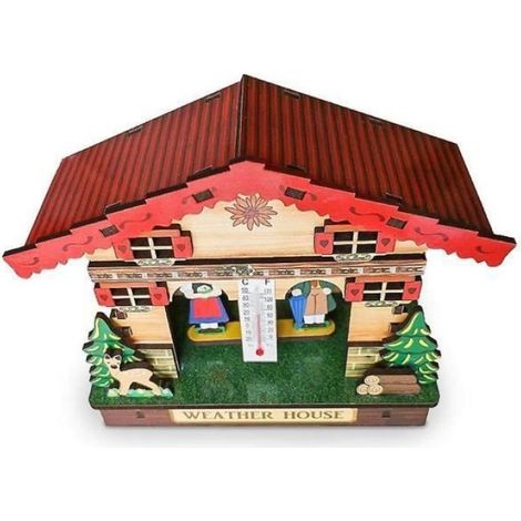 Weather House - Baromètre Thermomètre Hygromètre en MDF - Décoration Intérieure Traditionnelle - 1 Pièce (1/4)