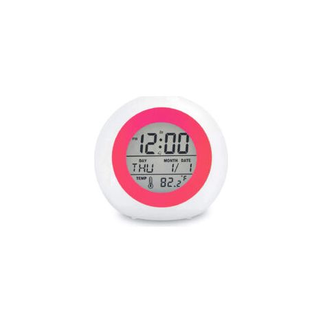 Sveglia digitale per bambini, 7 colori, luce notturna, funzione snooze, rilevamento della temperatura per neonati, bambini, ragazzi, ragazze, studenti, sveglia da comodino a batteria, rosso rosa - Cre