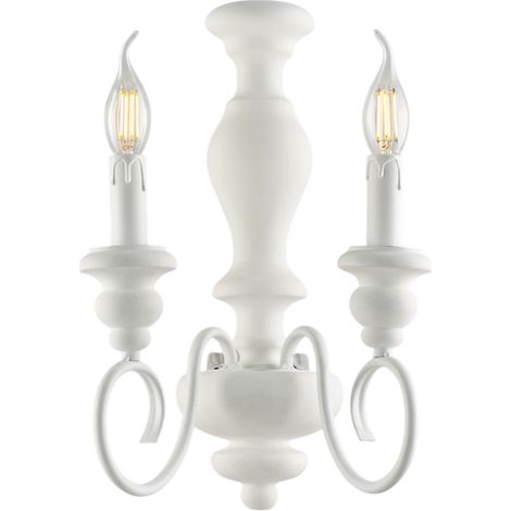 Cascina Applique En Bois Et Fer Laqué Blanc Shabby 2 Lumières .25 P.18 Bl265-Ap2-Bco (1/2)