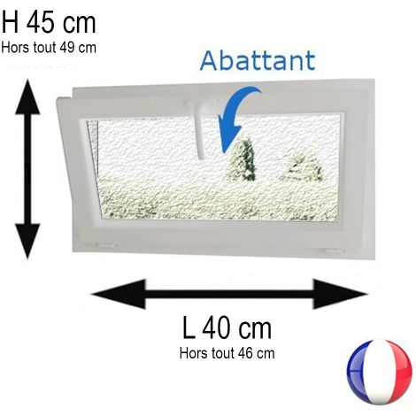 Fenêtre PVC abattant 1 vantail anthracite H 45 x L 40 cm verre brouillé + poignée pour pose en neuf