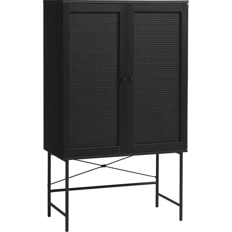 Buffet vaisselier bois et cannage manarola 80x40 cm - Noir (1/5)