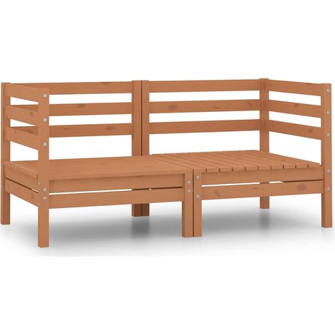 Garten-Ecksofas 2 Stk. Honigbraun Massivholz Kiefer