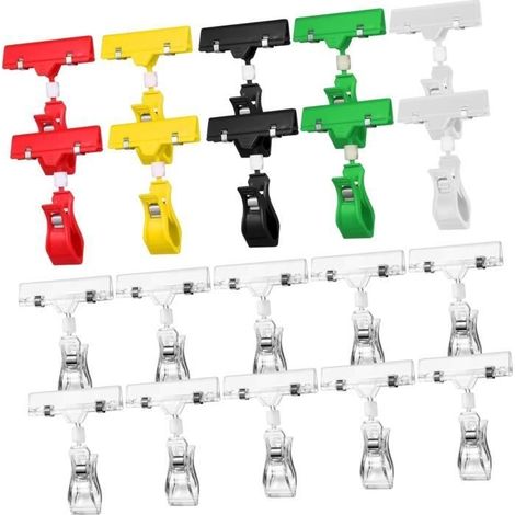 20-teiliges Set Daumenclips, Regaletikettenclips für Schilder, Doppelclip-Klemmen, Befestigungsclips für Schilderständer (1/4)