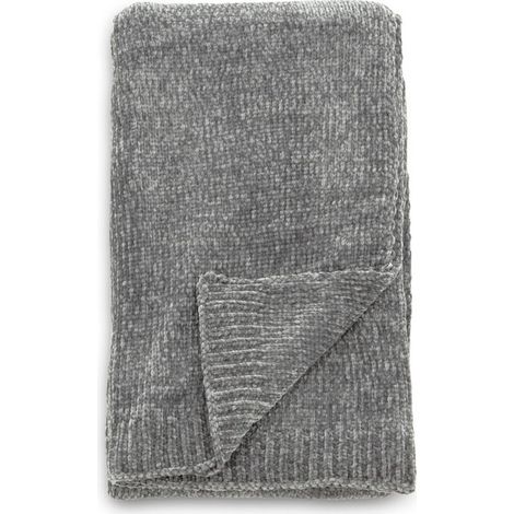 Plaid Chenille "Ally" 130x170cm Gris Foncé (1/5)