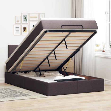 vidaXL Lit ottoman avec matelas marron foncé 120x200 cm tissu (1/5)