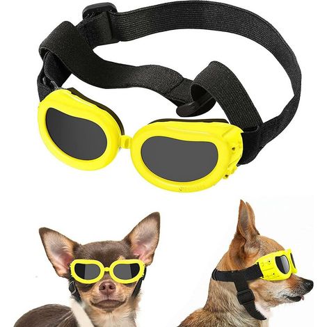 Lunettes de protection avec sangle réglable pour petits chiens (jaunes) (1/5)