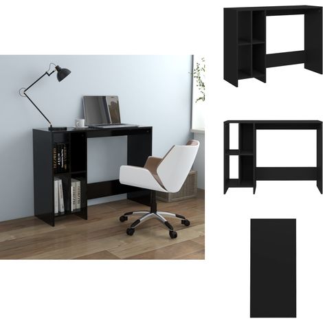 Bureau d'ordinateur portable noir bois d'ingénierie - Bureau Ordinateur - Bureau Design - Bureau Compact - Bureau Rangement - Meuble Bureau (1/5)