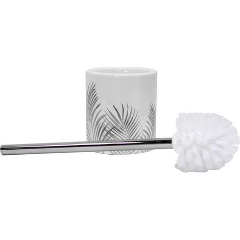 Brosse WC Imprimée "Orbella" 40cm Blanc & Argent (1/3)