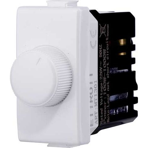Knopfdimmer kompatible Bticino Matix für ohmsche Lasten 100W-1000W Farbe Weiß