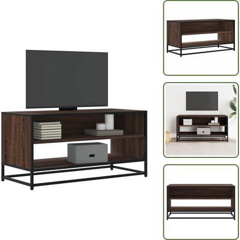 TV-Schrank Braun Eichen-Optik 91x40x46 cm Holzwerkstoff Metall - TV-Schrank - TV-Schränke - TV-Möbel - TV-Ständer (1/5)