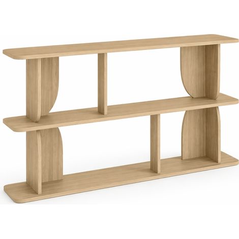 Libreria Contemporanea Con 4 Vani A Giorno E 3 Ripiani Design Moderno Mobile Minimal Per Soggiorno Corridoio Studio Ufficio In Melaminico 160 X 74 X 34 Cm Rovere Naturale (1/5)
