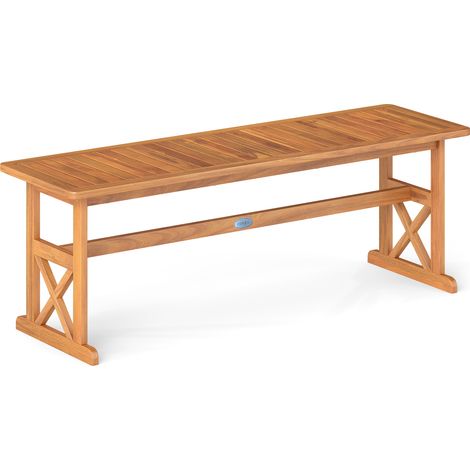 Banc Extérieur en Acacia, Banc de Patio sans Dossier pour 2-3 Personnes avec Siège à Lattes et Charge 360 KG, Banquette Extérieur pour Porche Avant (1/5)