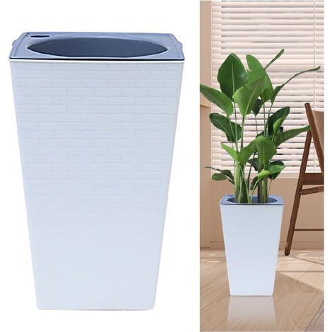 Pot de fleurs de 27 x 17 cm, grand modèle à arrosage automatique pour intérieur et extérieur, idéal pour terrasse, jardinage et décoration.