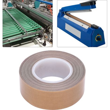 Ruban téflon haute température, tissu téflon haute température thermo-isolant, machine à sceller, ruban isolant résistant à la chaleur, épaisseur 0,25 mm × largeur 19 mm × longueur 10 m (1/5)