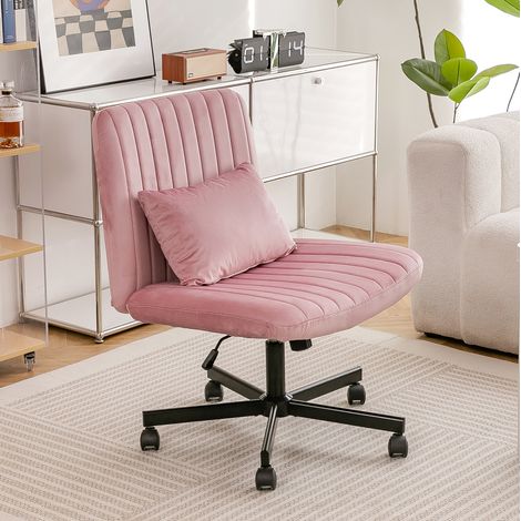 Chaise de bureau réglable, pivotante, sans accoudoirs, roulettes silencieuses, rose clair HAVRYA (1/4)
