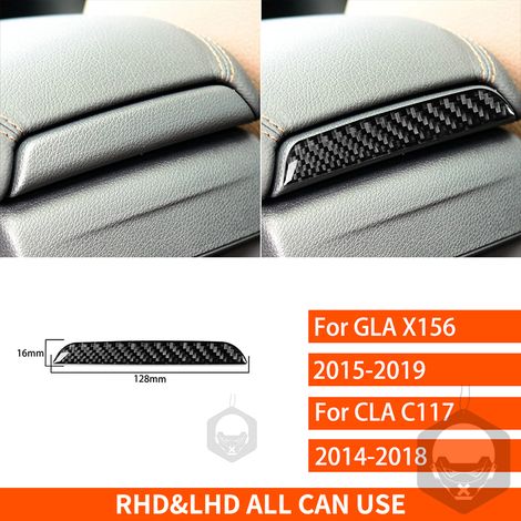 (Noir) Compatible avec Mercedes-Benz CLA C117 2014-2018 et GLA X156 2015-2019 - Garniture de bandeau arrière d'accoudoir central en fibre de carbone - Accessoires auto (1/5)